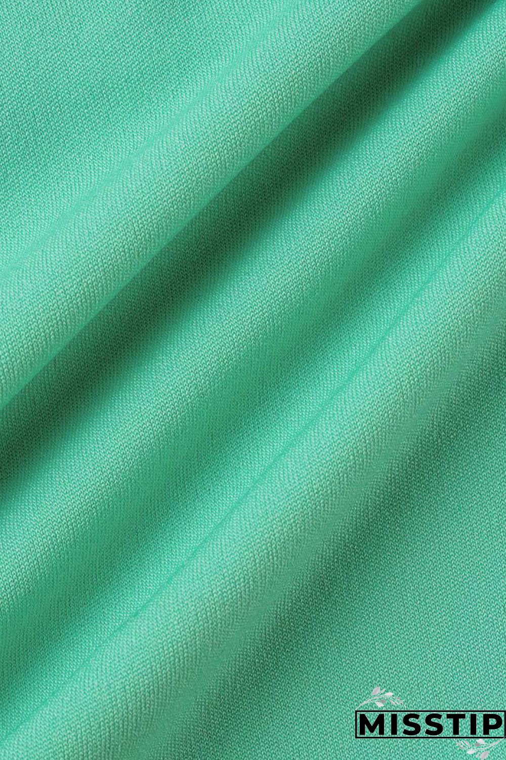 Green Fashion Casual Solid Patchwork Backless Halter Sleeveless Two Pieces