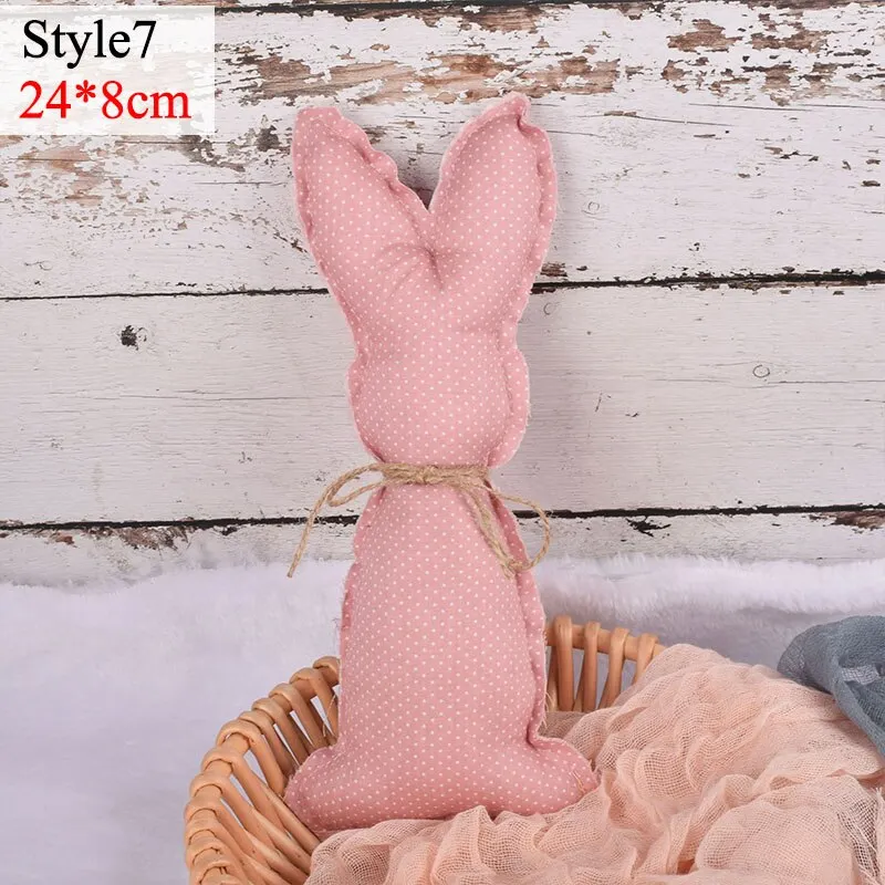 Easter Rabbit Pink Yellow Ornament Cute Cloth Bunny Doll for Spring Easter Home Party Decoration Kids Gift DIY Crafts Supplies