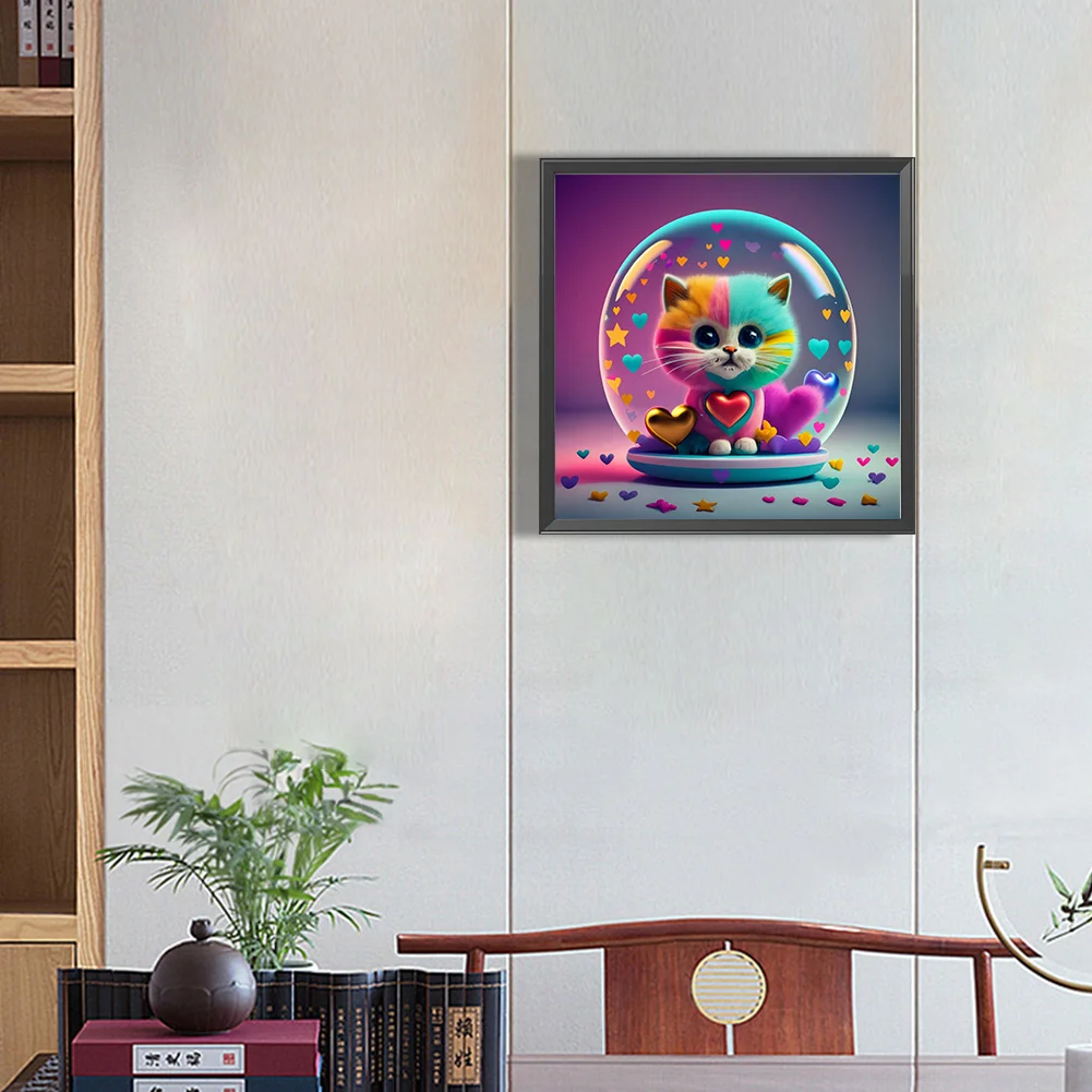 Partial AB Diamond Painting - Full Round Drill - Love Colourful Cat(Canvas|35*35cm)