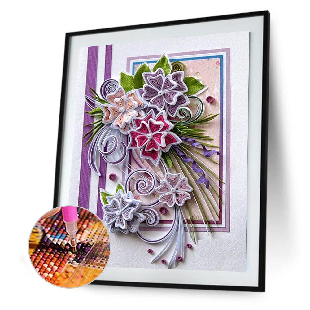 

(Multi-Size) Flower Quilling Paper - Round/Square Drill Diamond Painting - 30*40CM, Round diamond 30*40cm, 501 Original