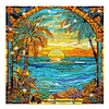1PC-Diamonds Painting Stained Glass Seaside Wall Sticker Home Decor