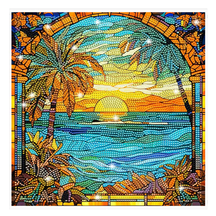 Stained Glass Seaside DIY Creative Mosaic Sticker Craft Diamond Painting Sticker gbfke