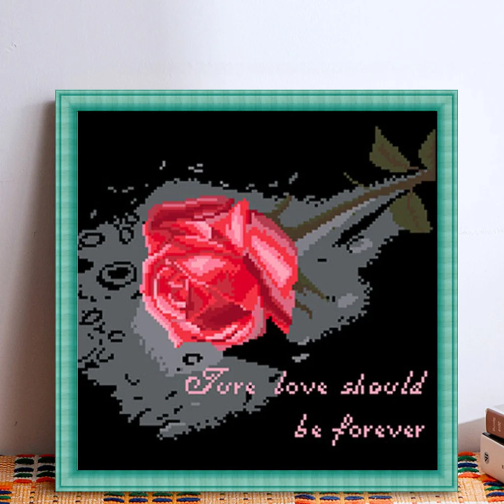 9CT Full Stamped Cross Stitch Bead Embroidery- Flower(Canvas|35*35CM)