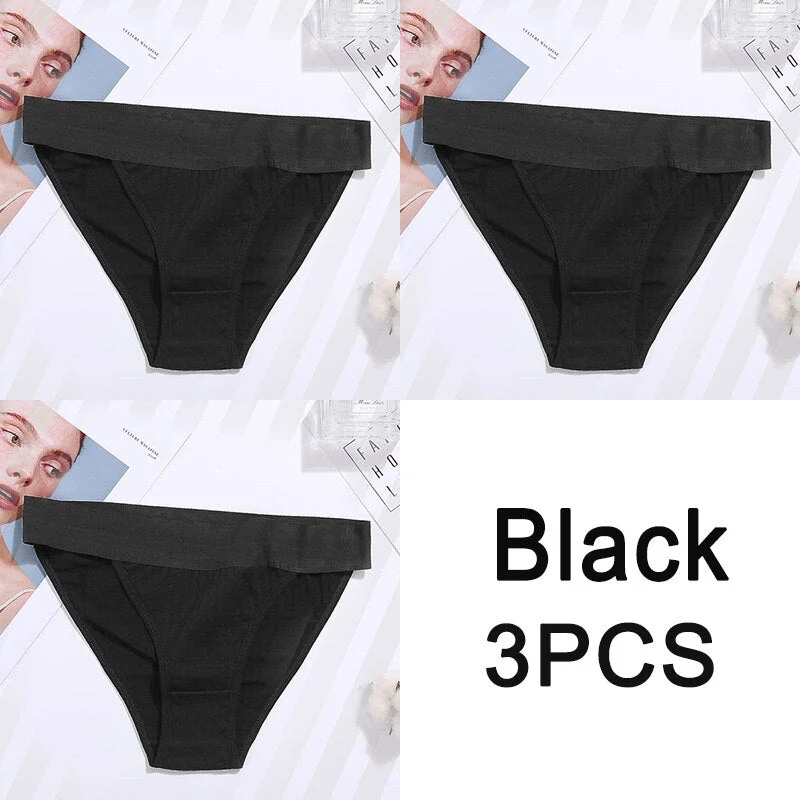 3PCS Women Cotton Panties Sexy Low Waist Underwear Panties Female Lingerie Underpants Hollow Heart Embossed Briefs Solid Color
