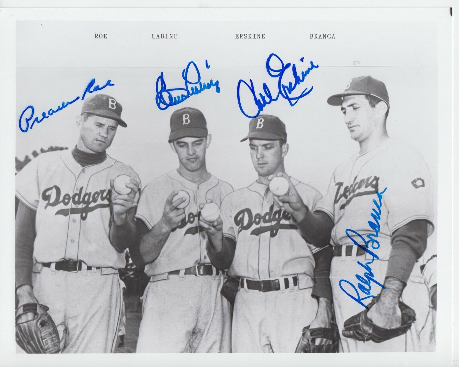 Roe/ LaBine/ Erskin/ Branca #2 8x10 Signed Photo Poster painting w/ COA Brooklyn Dodgers -