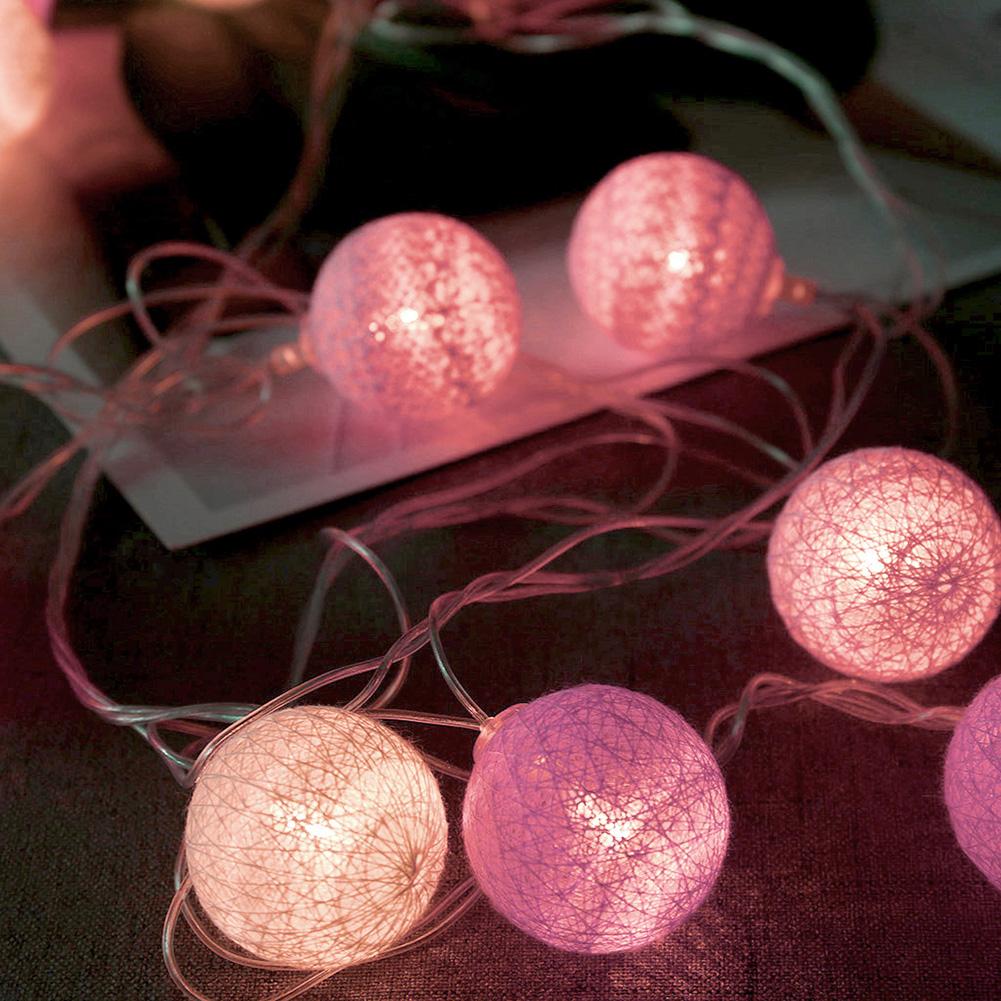 

20LED Cotton Ball Fairy EU-Curtain String Night Light, Pink, 501 Original