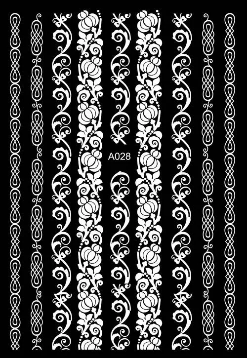 DIY White Flower Nail Stickers Decoration Manicure Foil 3D Nail Art Decorations Stickers Design Adhesive Lace Nail Decals Slider