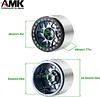 AMK 4Pcs Aluminum Alloy 12mm Hex Hub 2.2 Beadlock Wheels Rims 64.5 * 45mm for 1/10 RC Crawler Axial RBX10 AXI03005 Upgrade Parts