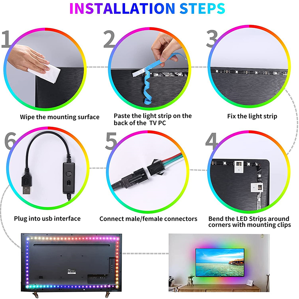 

40 Key Remote Control RGB Light Strip Bluetooth-Compatible LED Lamp Ribbon, 5m, 501 Original