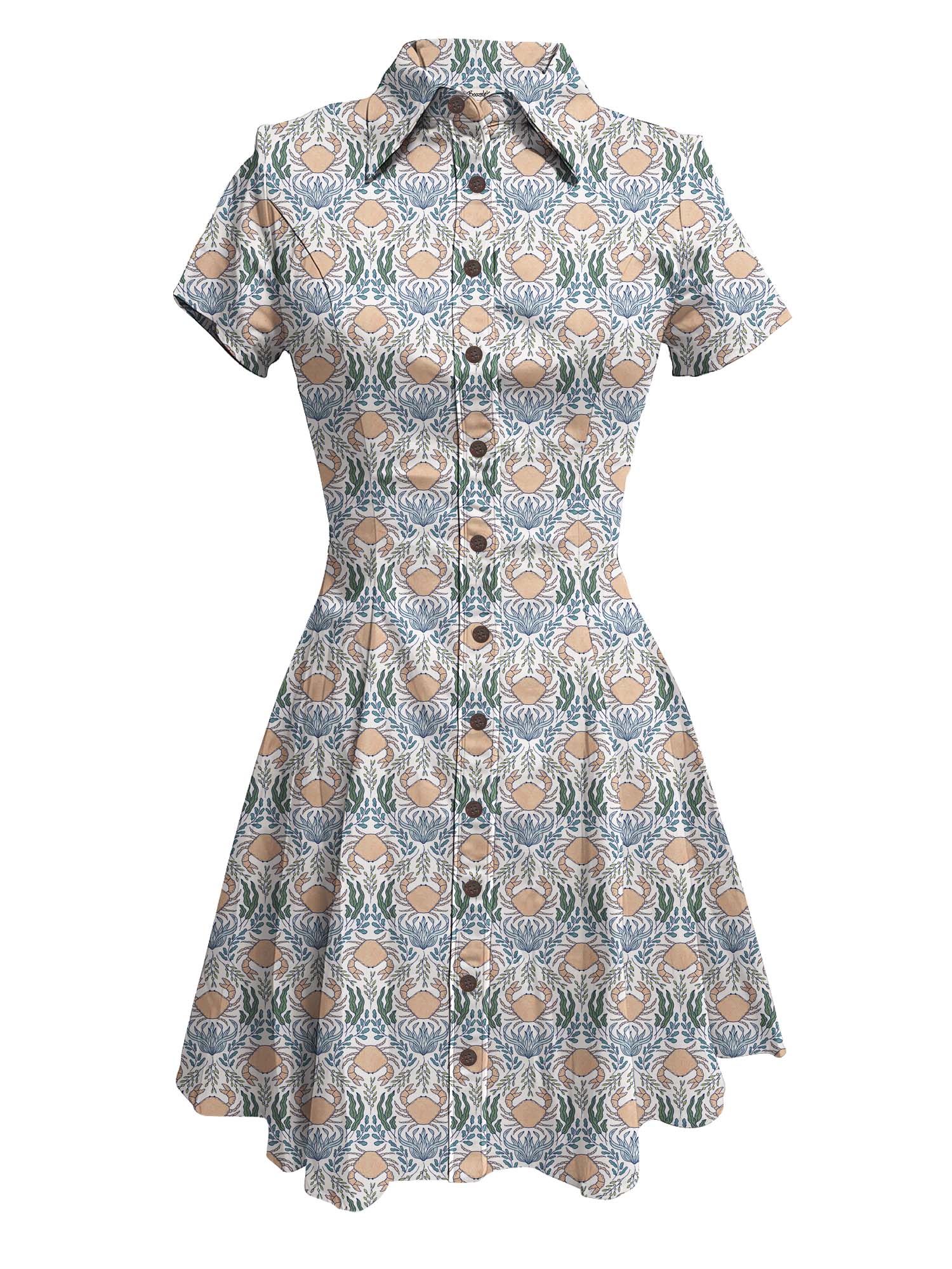 【Monique Beaudin X Boozelele】Seaweeds And Crabs - 100% Cotton Dress
