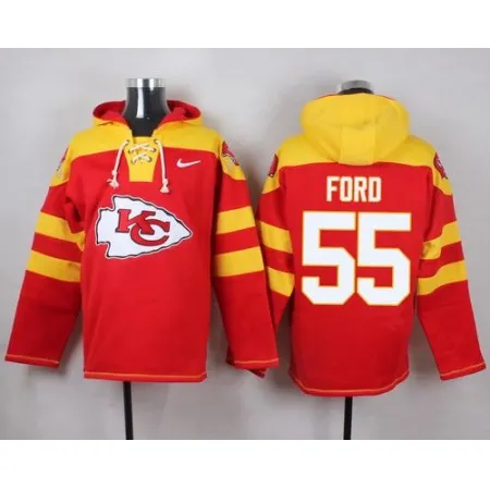 Chiefs #55 Dee Ford Red Player Pullover NFL Hoodie