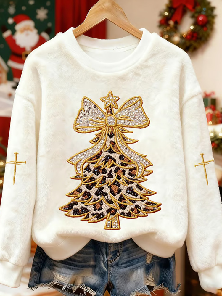 Women's Christmas Highland Cow Faith Print Casual Flannel Top wearshes