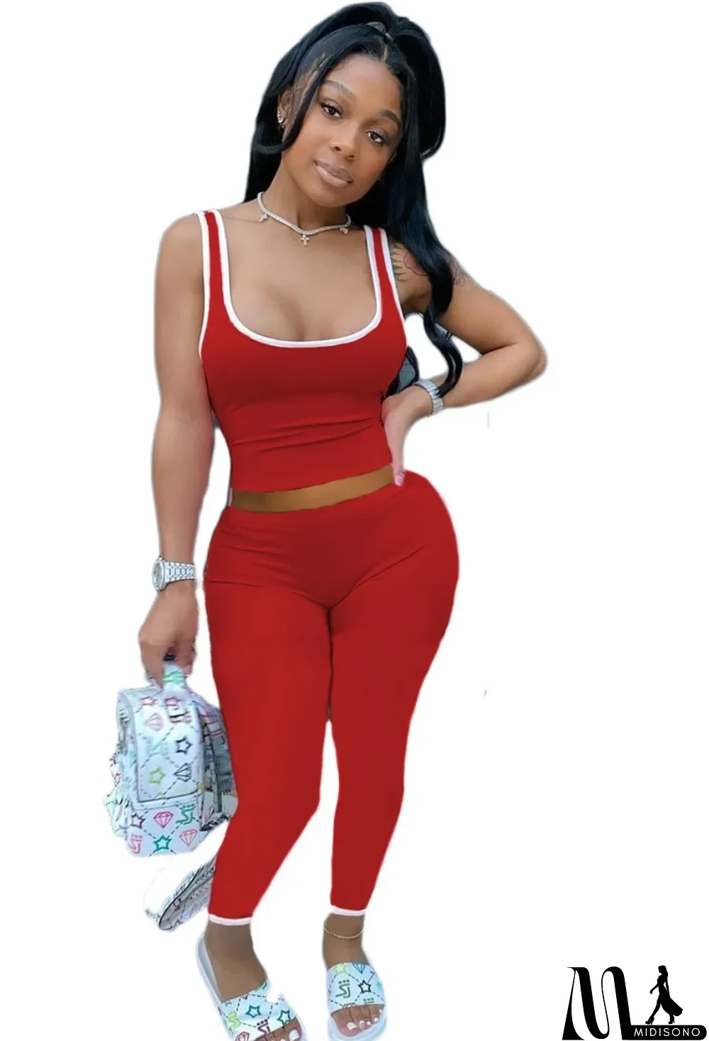 MidiSono - Summer Sports Tank Top and Matching Pants Set