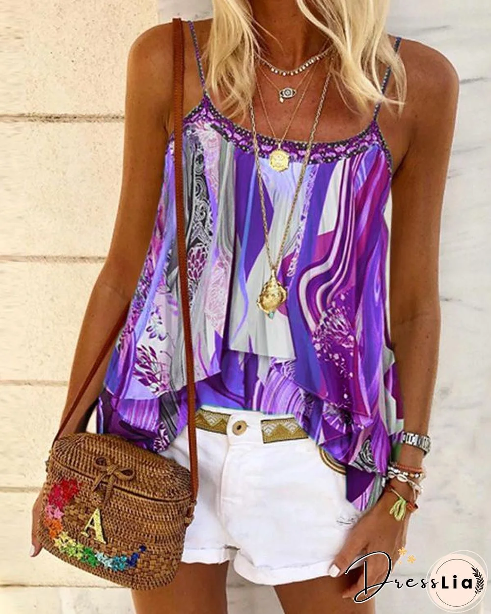 Floral Casual Camisole Neckline Sleeveless Blouses