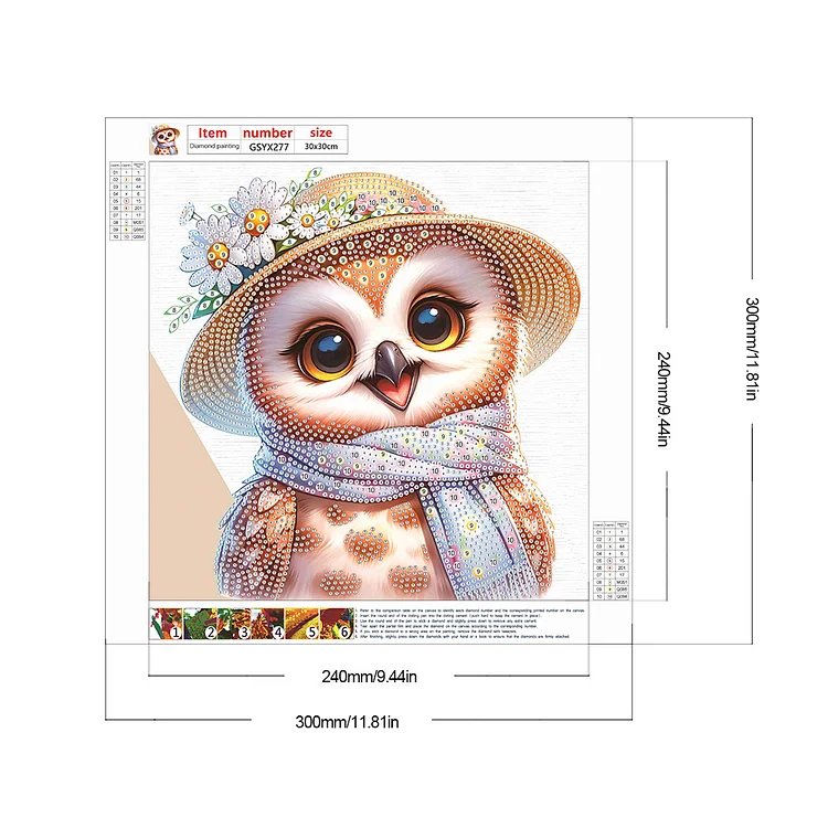 5D Diamond Painting Flowers and an Owl Kit