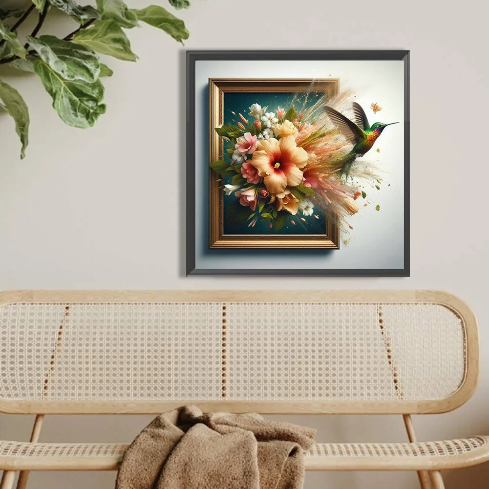 Diamond Painting - Full Round Drill - Hummingbird Out of the Frame(Canvas|40*40cm)