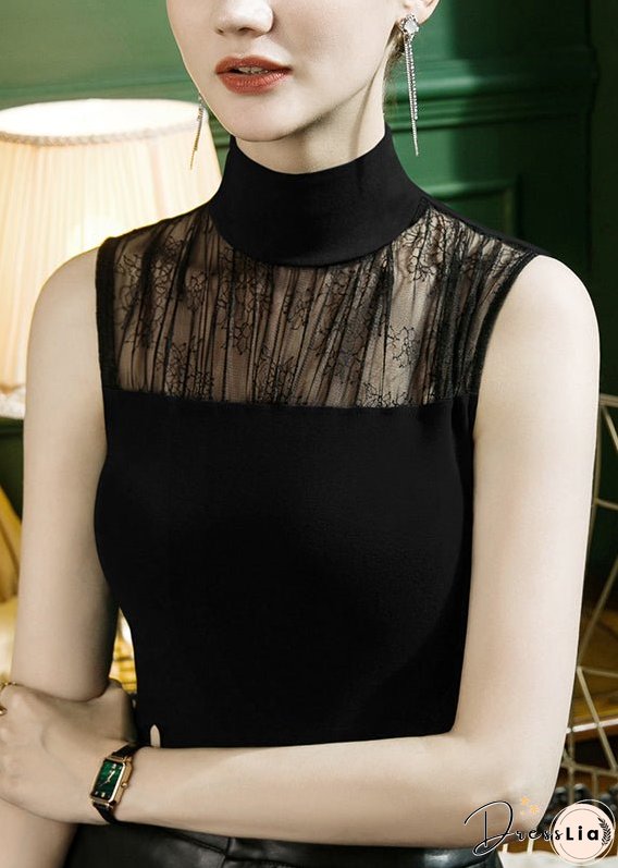 Women Mulberry Turtleneck Print Lace Patchwork Cashmere Top Fall