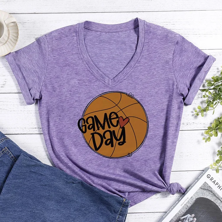 Game Day Basketball V-neck T Shirt