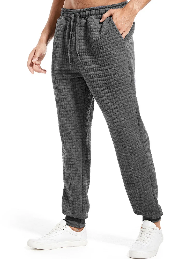 Men's Waffle Athleisure Trousers Large Checkered Trousers