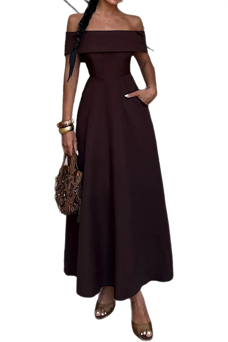 Sweetheart Neckline Maxi Dress with Pockets