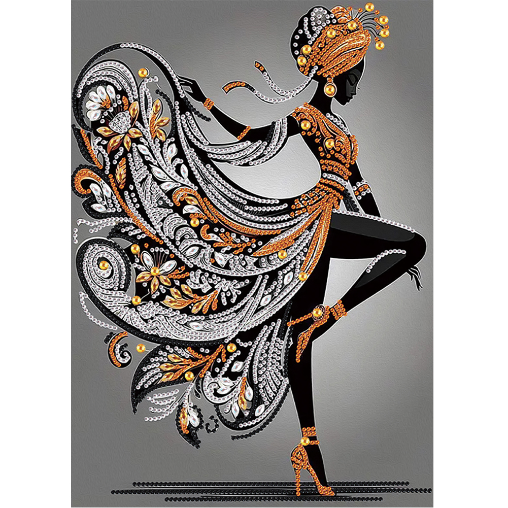 Black Girl 30*40cm(canvas) special shaped drill diamond painting