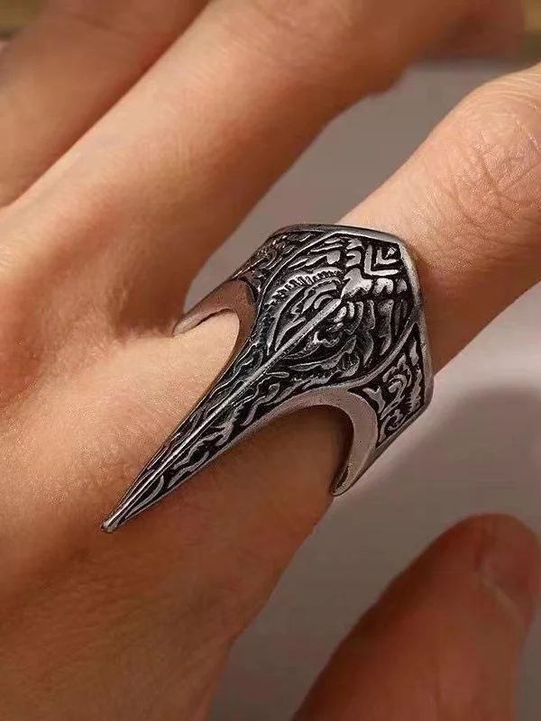 Vintage Eagle Beak Shaped Open Alloy Finger Ring