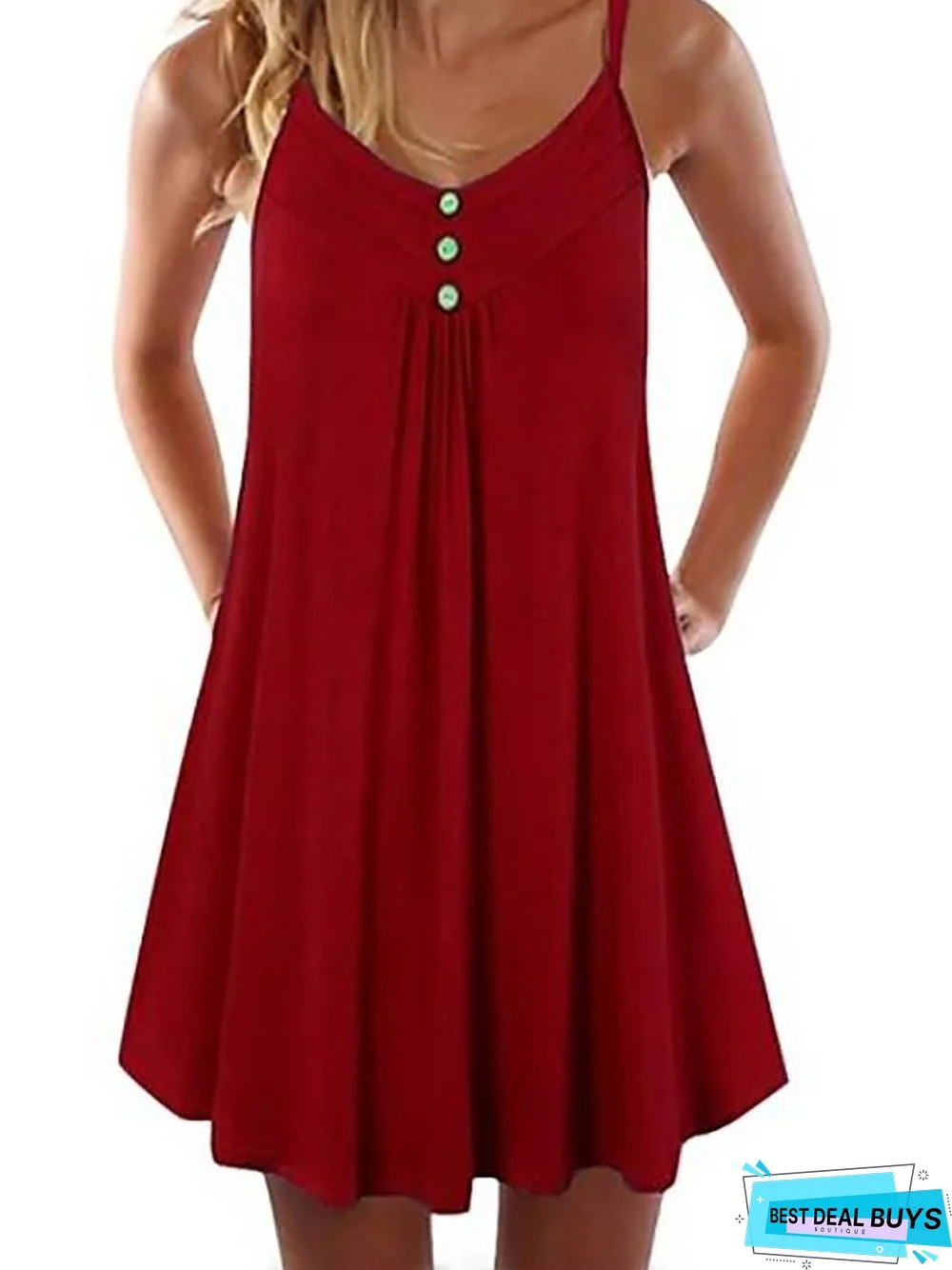 Women's Strap Dress Short Mini Dress - Sleeveless Solid Color Hot Black Purple Red-0218840 Black Dresses