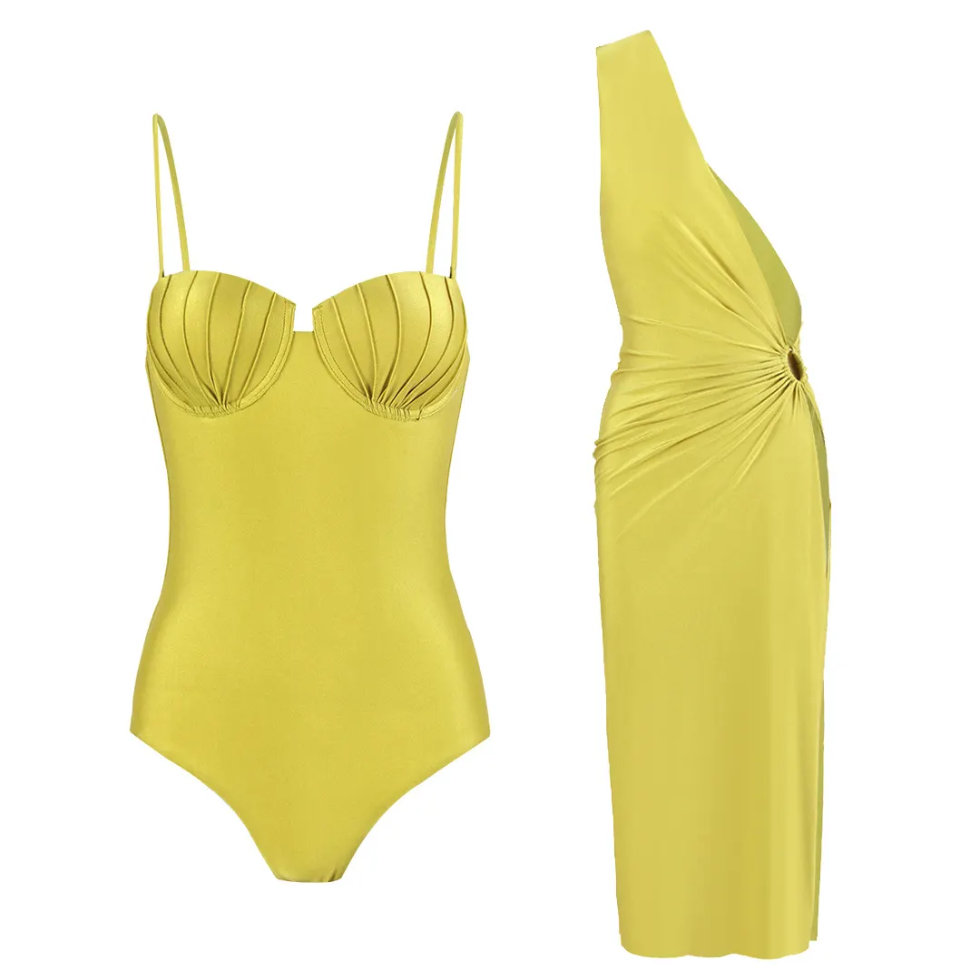 Churchf One-Shoulder Dress Swimsuit Women Two Sets Of Sexy All-In-One 2025 New Swimsuit