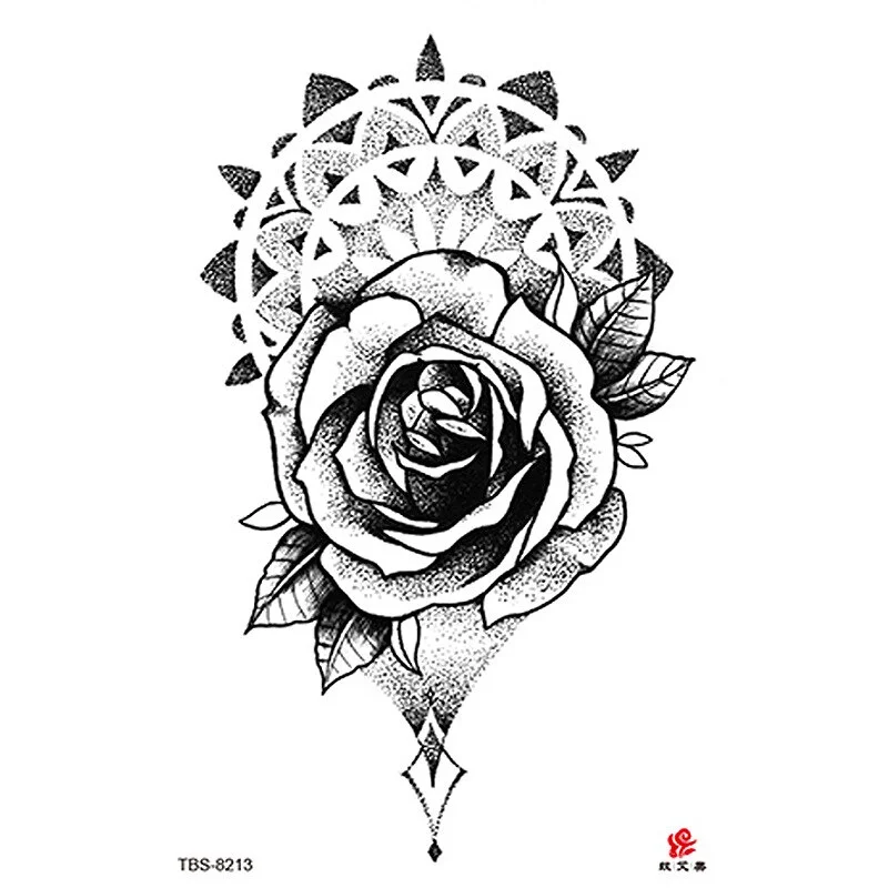 Sdrawing Temporary Tattoo Sticker Dark Snake Tattoos Flower Tatoos Body Art Geisha Water Transfer Clavicle Arm Fake Tatto