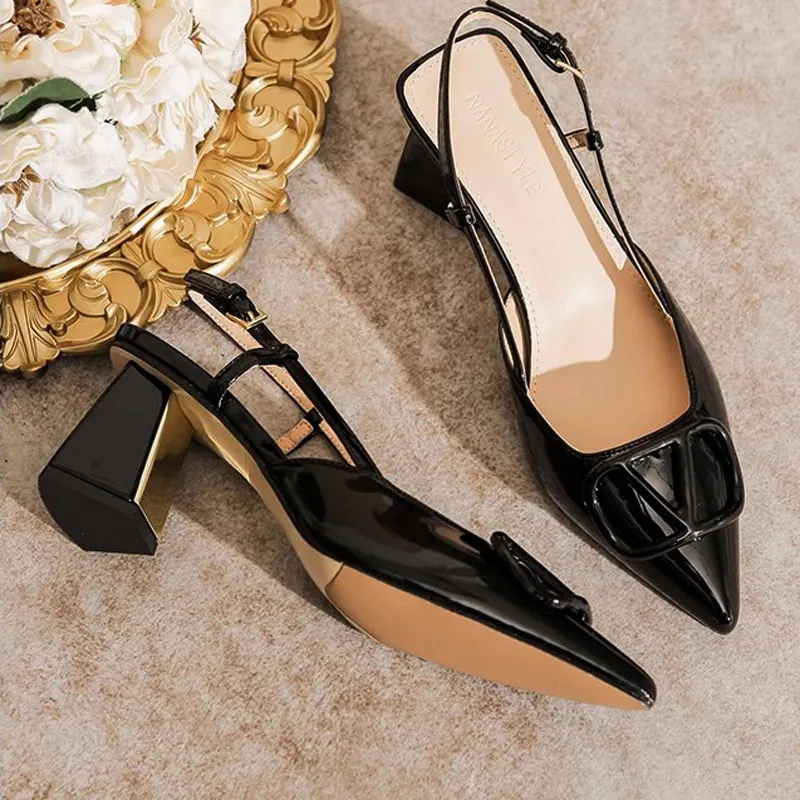Breakj Breakj Yards Large-Size Women's Shoes 41 Fat Summer Thick Heel With Sandals Women's Pointed Korean Version Of Shallow Roman Shoes