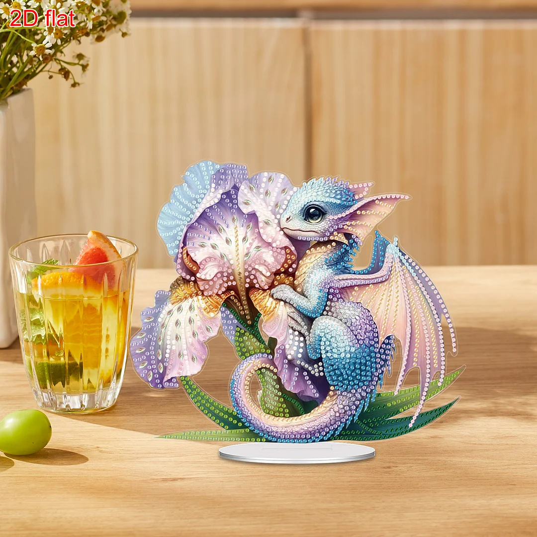 2D Flat Dinosaur DIY Acrylic Table Top Diamond Painting Ornament Kits for Adults