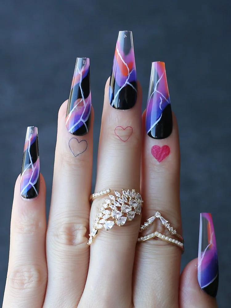 Brown Leopard French Fake Nails luxury combination in black Art Square Nude Artificial Salon False nails can be reused thicken-Nail Inspo