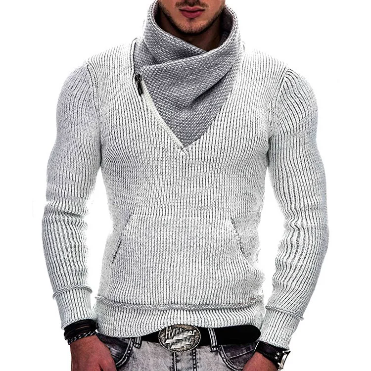 Mongw Mongw And Winter Men's Fashion Sweater Long Sleeve Turtleneck Pocket Knit Men Sweater Men's Clothing
