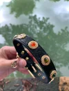 Original Design Genuine Leather Pet Gemstone Collar