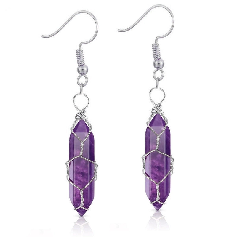 1 Pair Casual Minimalist Geometric Natural Stone Crystal Iron Drop Earrings