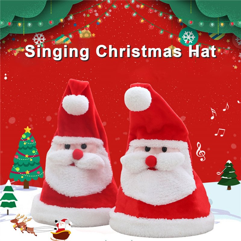 Can Dance Sing Santa Hat with LED Lights
