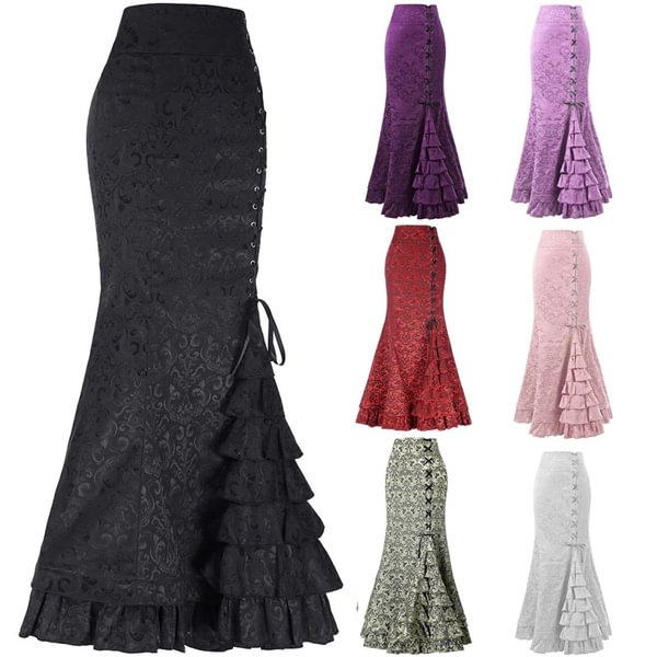 Women Floral Print Skirt Vintage Floral Long Skirts Autumn Winter Elegant Beach Maxi Skirt High Waist Half Skirts - Shop Trendy Women's Clothing | LoverChic