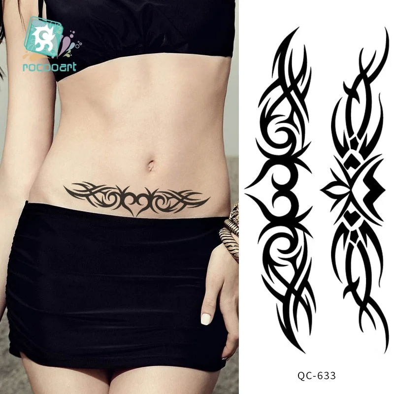 Rocooart 1pcs Hot Red lotus flower Water Transfer Tattoo Stickers Back Waist Women Art Temporary Tattoo Girl Sexy Flash Tatoos