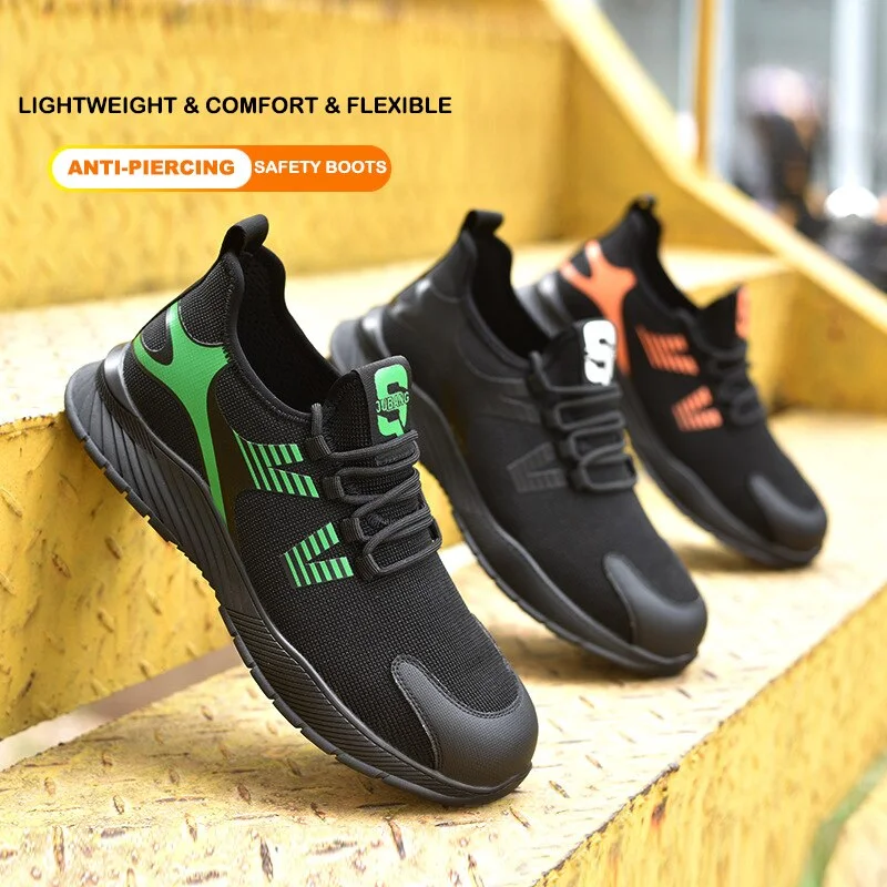 Men Shoes Ankle Boots Breathable Work Safety Shoe With Steel Toe Cap Kevlar Midsole Puncture-proof High Quality Working Sneakers