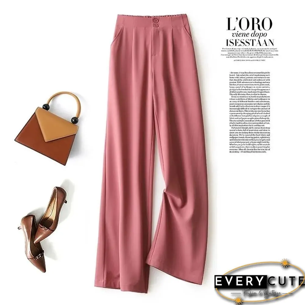Fashion Loose Office Lady Wide Leg Pants Casual Korean Women Elastic High Waist Straight Trousers Summer Suit Pants New