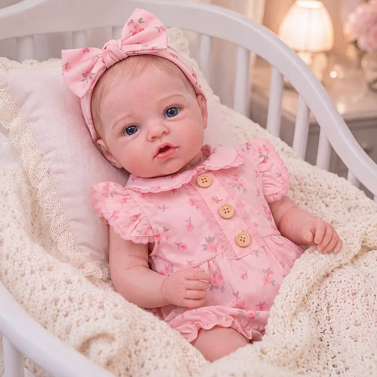 Babeside Ethan 16" Silicone Reborn Baby Girl Doll &ndash; Blue Eyes & Pink Cherry Outfit Gift