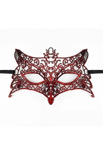 Sexy Wolf Lace Half Face Eyes Mask For Halloween Masquerade Party Red-elleschic