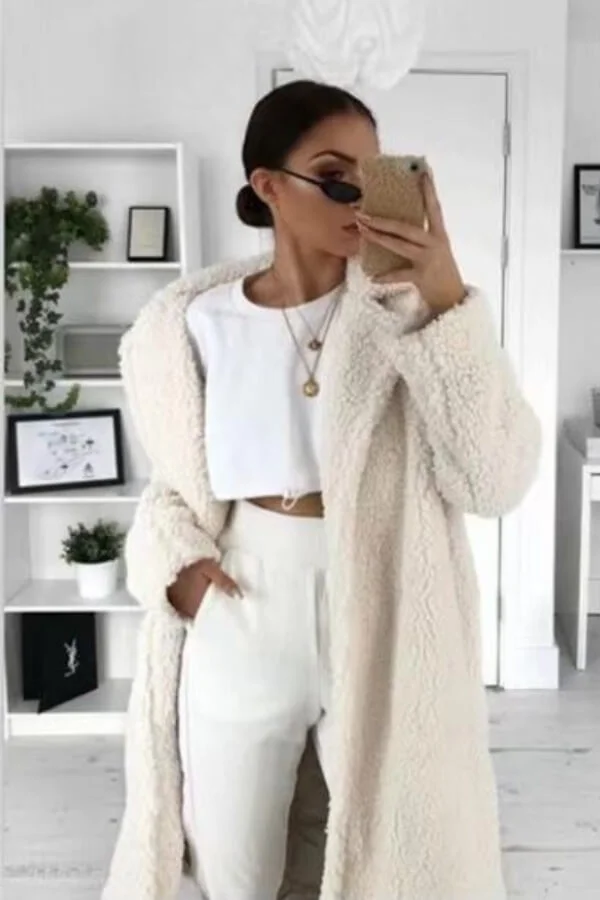 Fashion Casual Solid Color Lamb Coat
