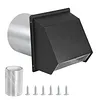 6/8 Inch Steel Hooded Wall Vent with Screen and Damper Wall Vent Cover Cap Exterior Air Exhaust for Kitchen HVAC Duct Dryer Vent