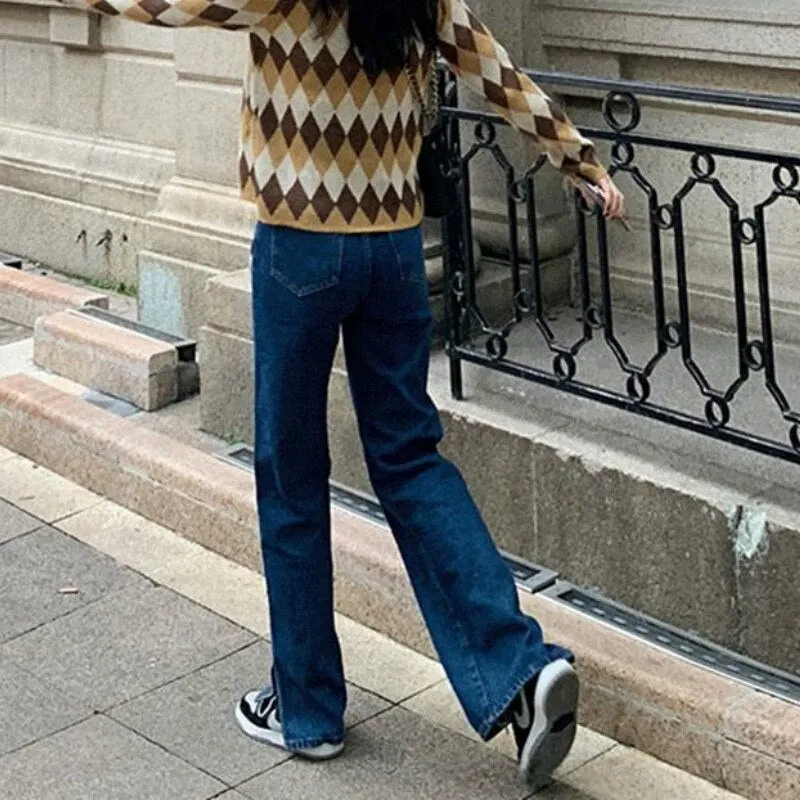 Jeans Women High Waist Vintage Ins Chic Fall Daily Trendy Stylish College Girl Denim Trouser Harajuku All-match Teens Streeswear