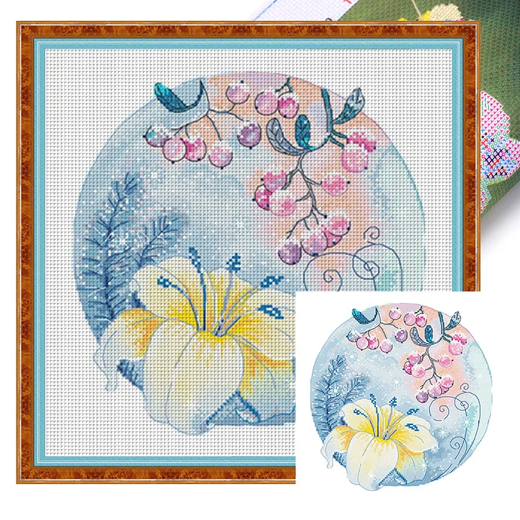 『Spring Brand』Flower - 14CT Stamped Cross Stitch(35*35cm)
