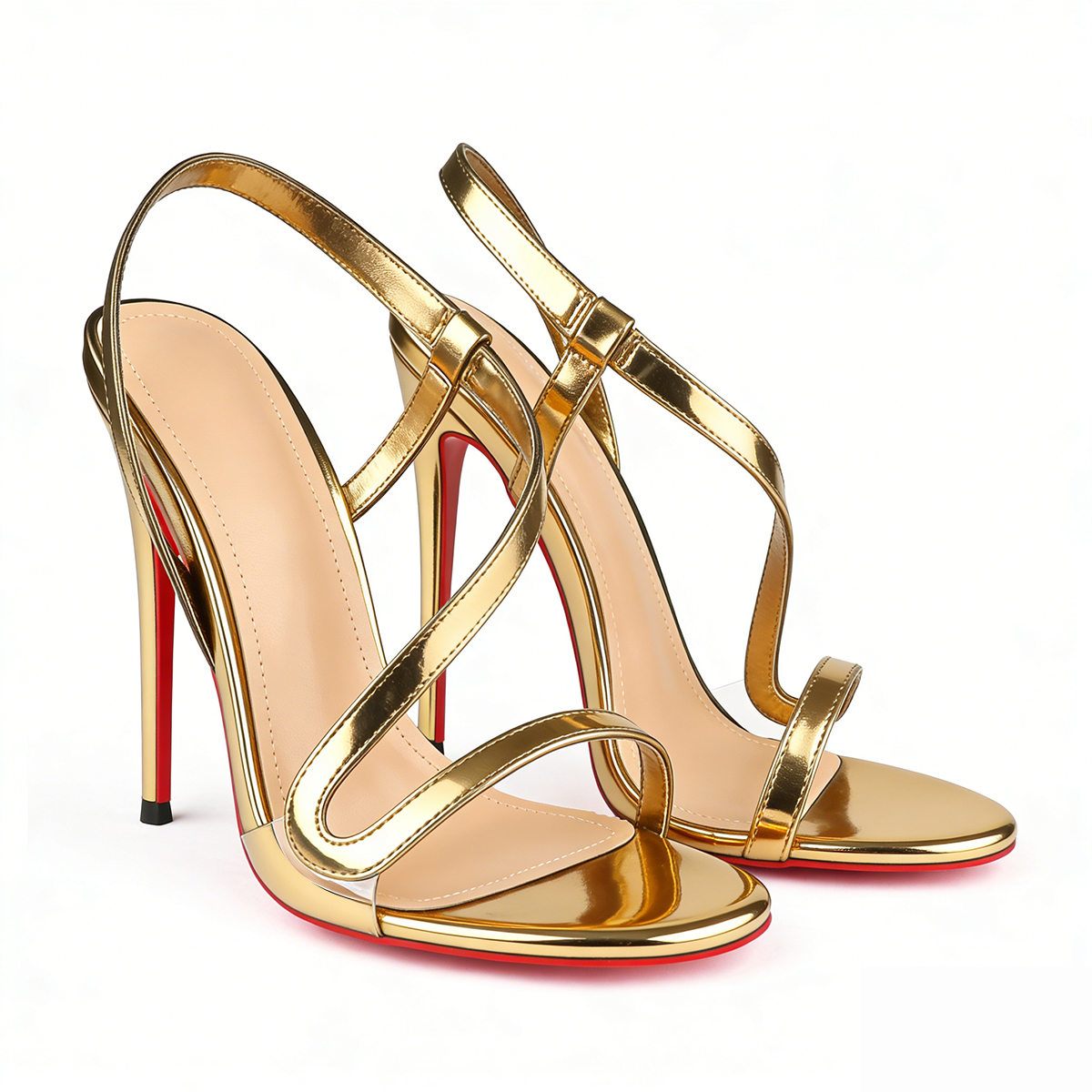 120mm/4.72 inch Spotlight Wavy Straps Sandals Red Bottom Stilettos