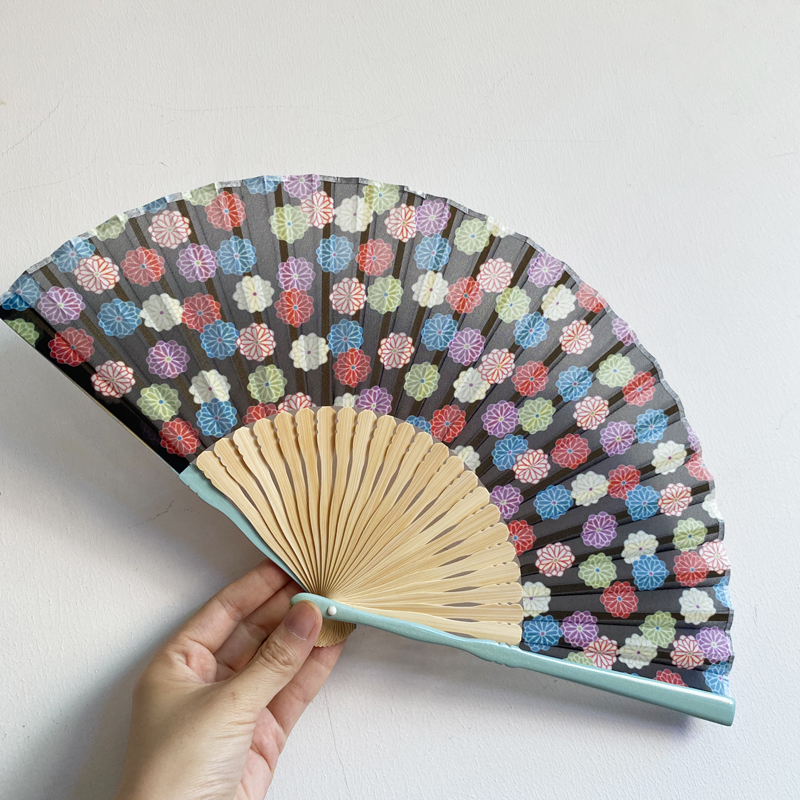 Japanese Blossom Silk Fan: Exquisite Hanfu-inspired Oil Painting Print with Authentic Japanese Style - Export Quality