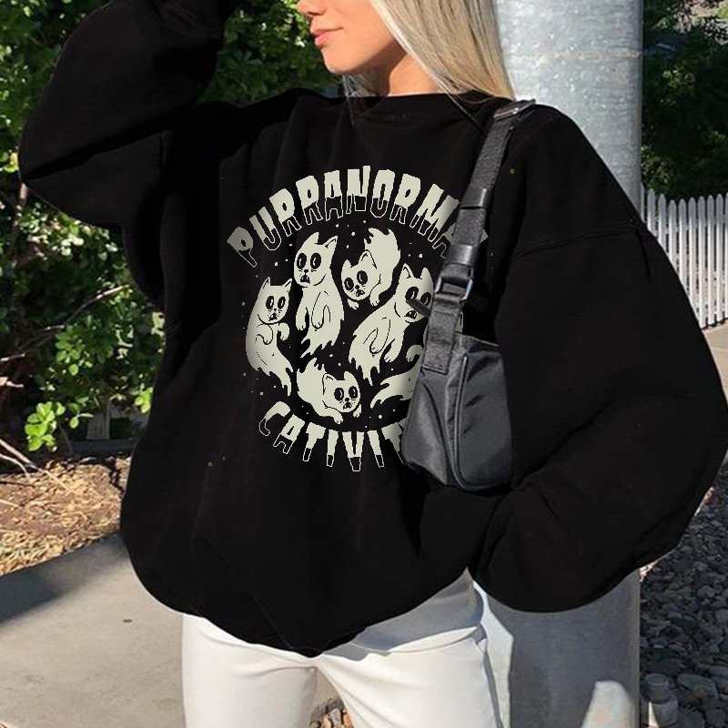 Purranormal Cativity Printed Women Casual Sweatshirt - Krazyskull