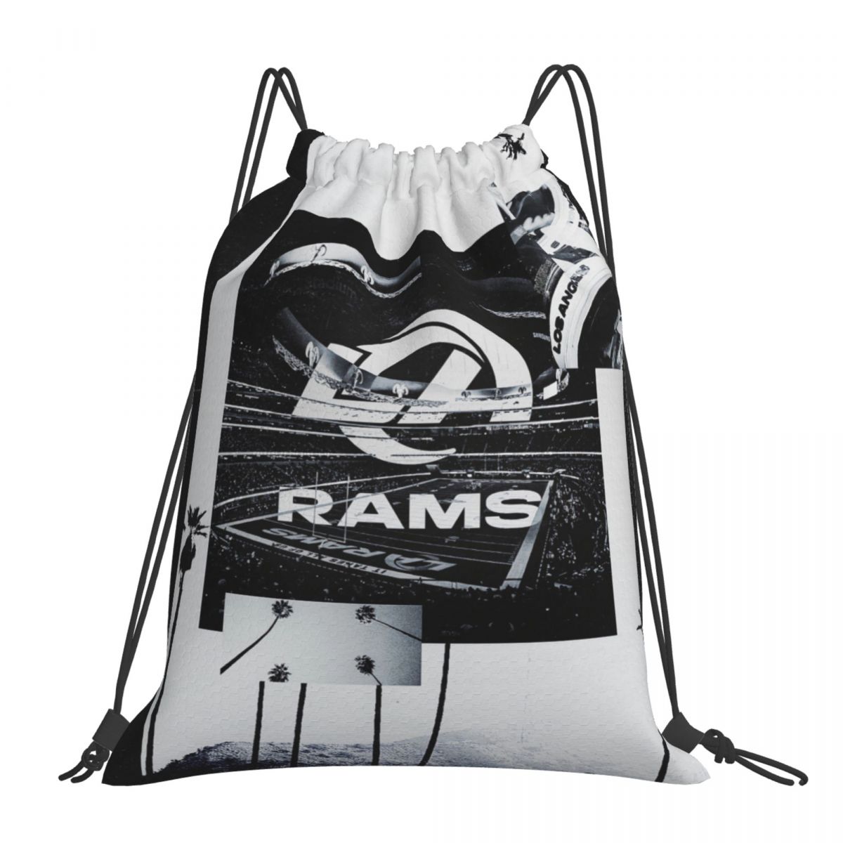 Los Angeles Rams Retro Unisex Drawstring Backpack Bag Travel Sackpack